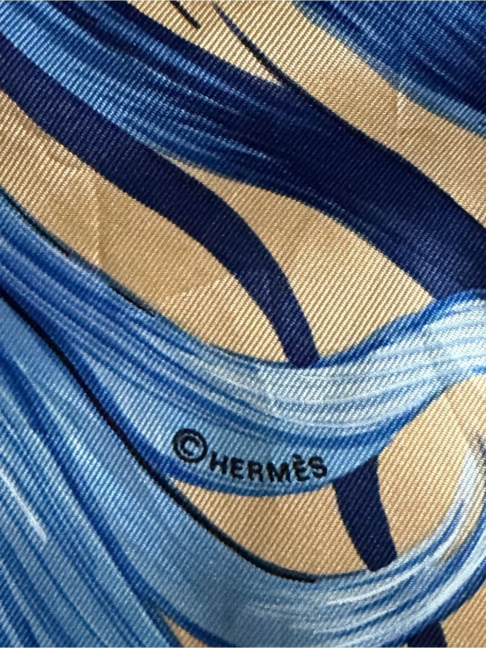 Hermès Eva Blue Floral Goddess Silk Scarf.